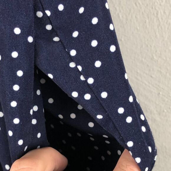 Lucca Couture Blue White Polka Dot Adjustable Crop Wide Leg Ruffle Top Jumpsuit - Picture 7 of 9